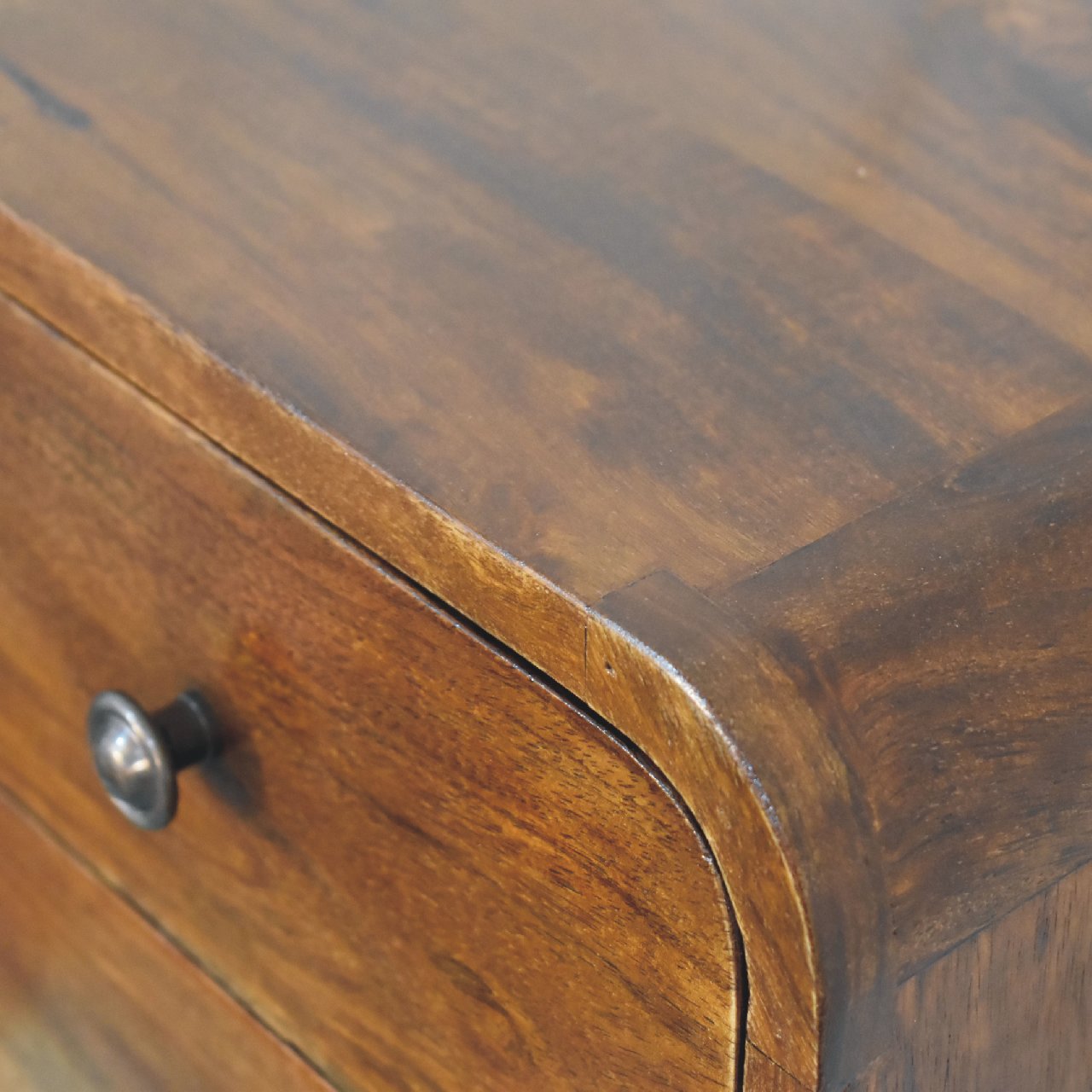 Mini Curved Chestnut Wall Mounted Nordic Bedside Chest - CasaFenix