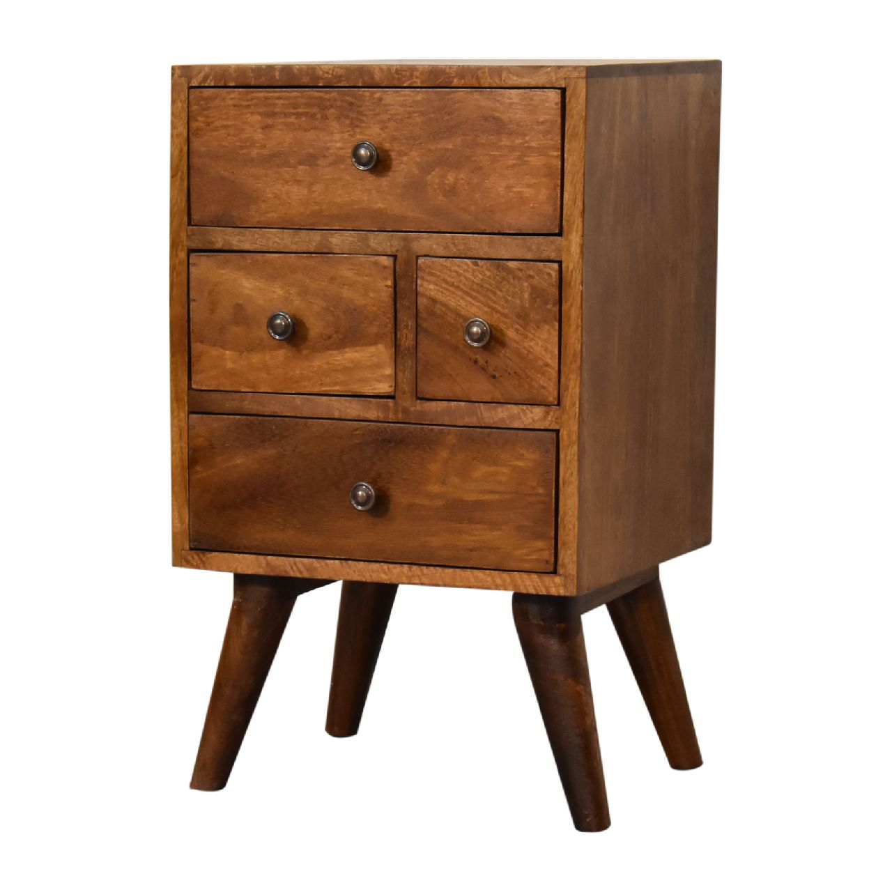 Chestnut Nordic Style 4 Drawer Multi Bedside - CasaFenix
