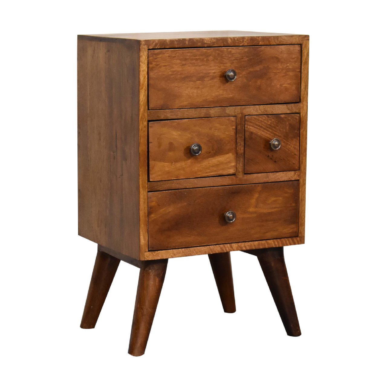 Chestnut Nordic Style 4 Drawer Multi Bedside - CasaFenix