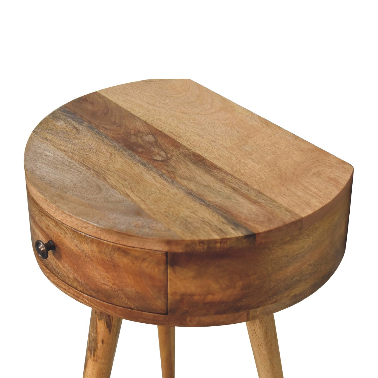 Nordic Oak-ish Circular Shaped 1 Drawer Bedside Chest - CasaFenix