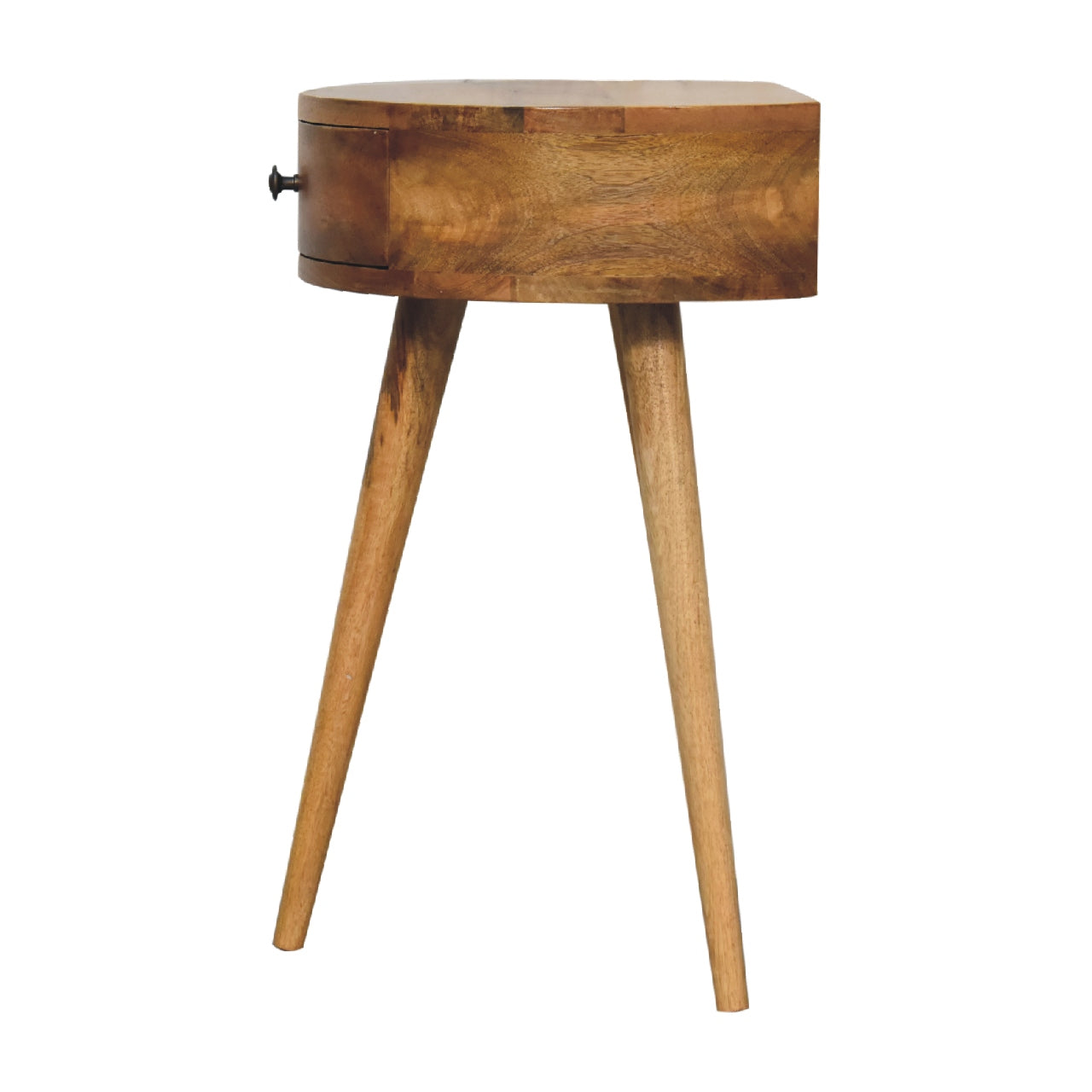 Nordic Oak-ish Circular Shaped 1 Drawer Bedside Chest - CasaFenix