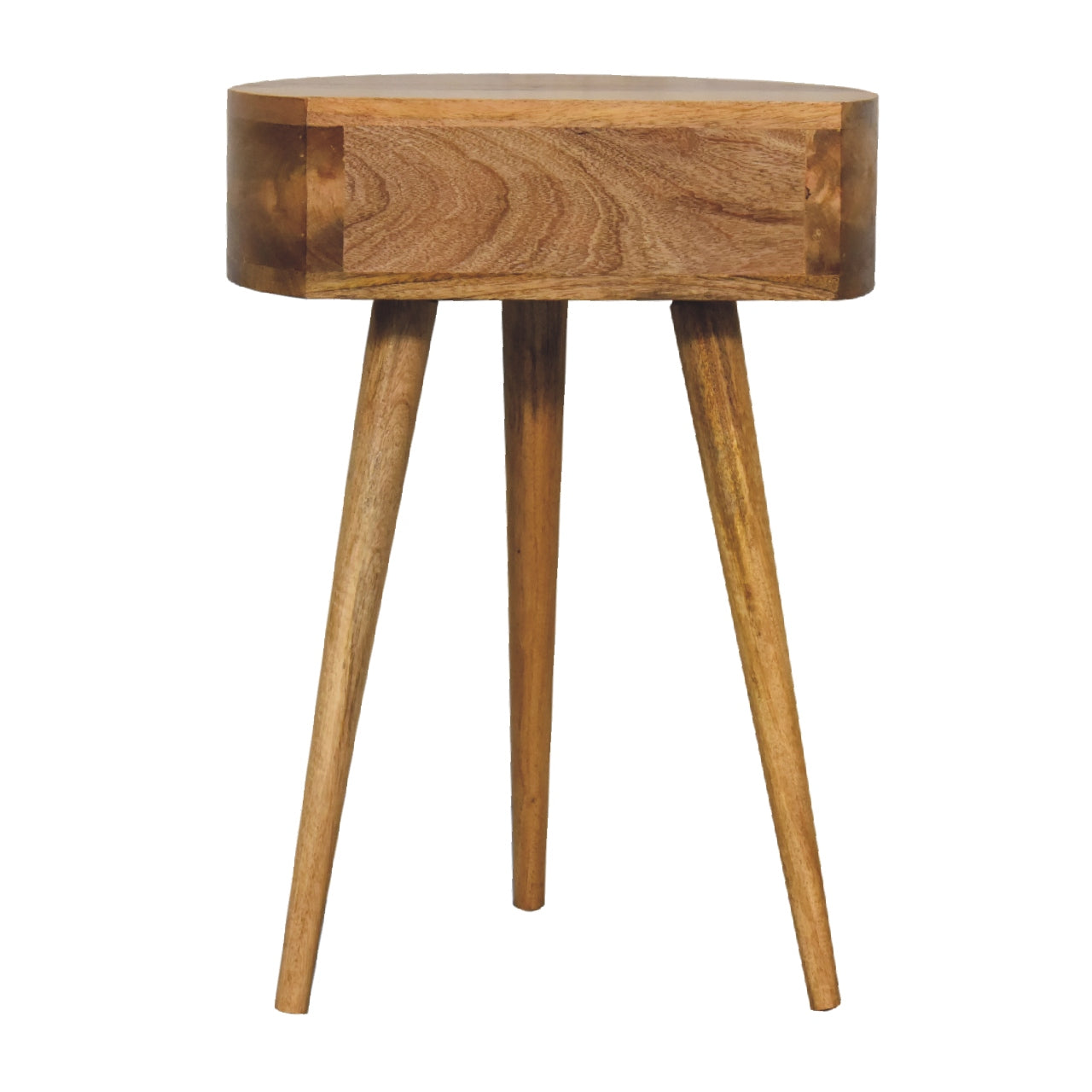 Nordic Oak-ish Circular Shaped 1 Drawer Bedside Chest - CasaFenix