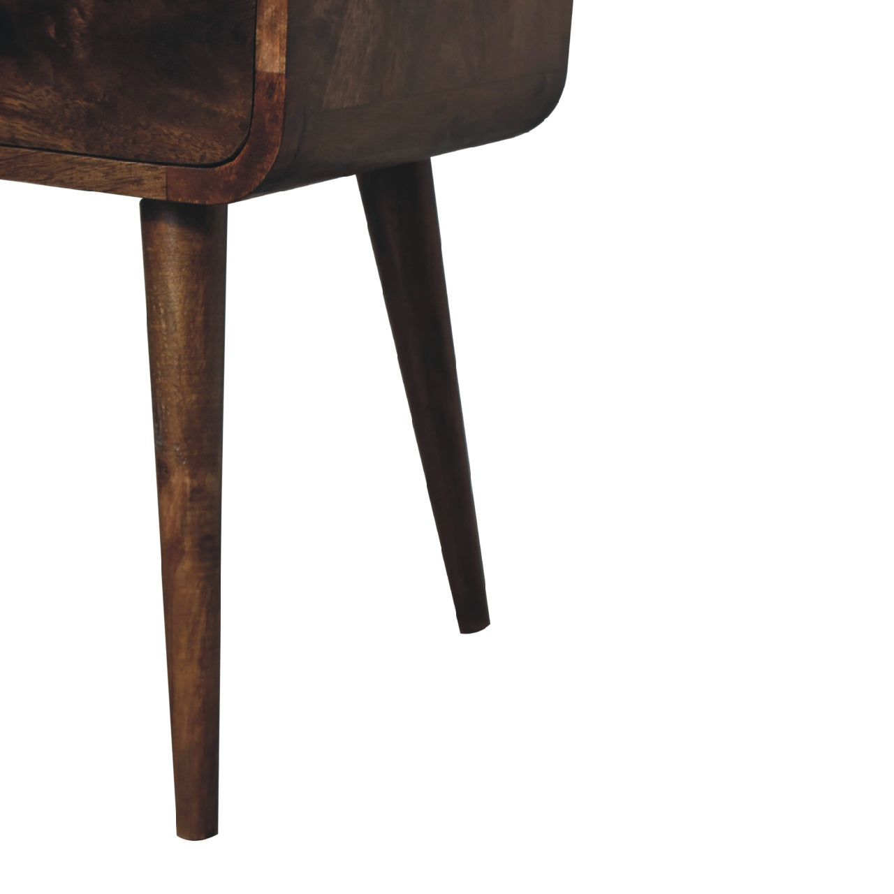 Mini Curved Grey Washed 2 Drawer Bedside Chest - CasaFenix