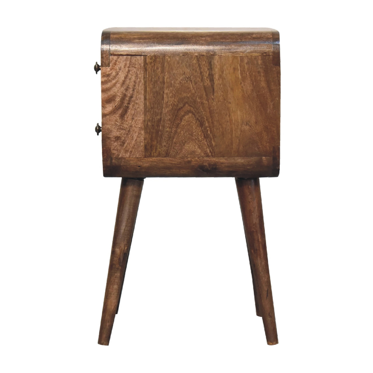 Mini Curved Grey Washed 2 Drawer Bedside Chest - CasaFenix