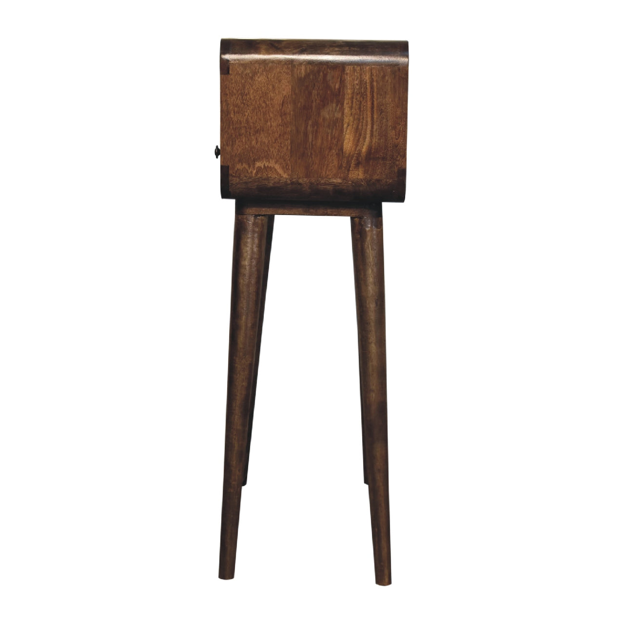 Mini Grey Washed Curved 2 Drawer Console Table - CasaFenix