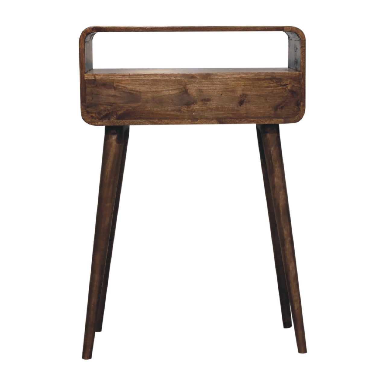 Mini Grey Washed Curved 2 Drawer Console Table - CasaFenix