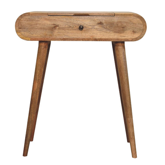 Mini Oak-ish Dressing Table with Foldable Mirror - CasaFenix