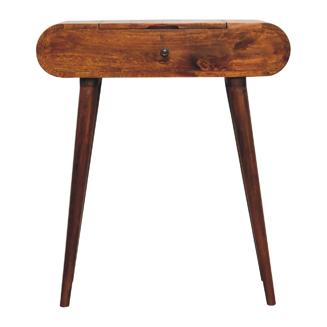 Mini Chestnut Dressing Table with Foldable Mirror - CasaFenix