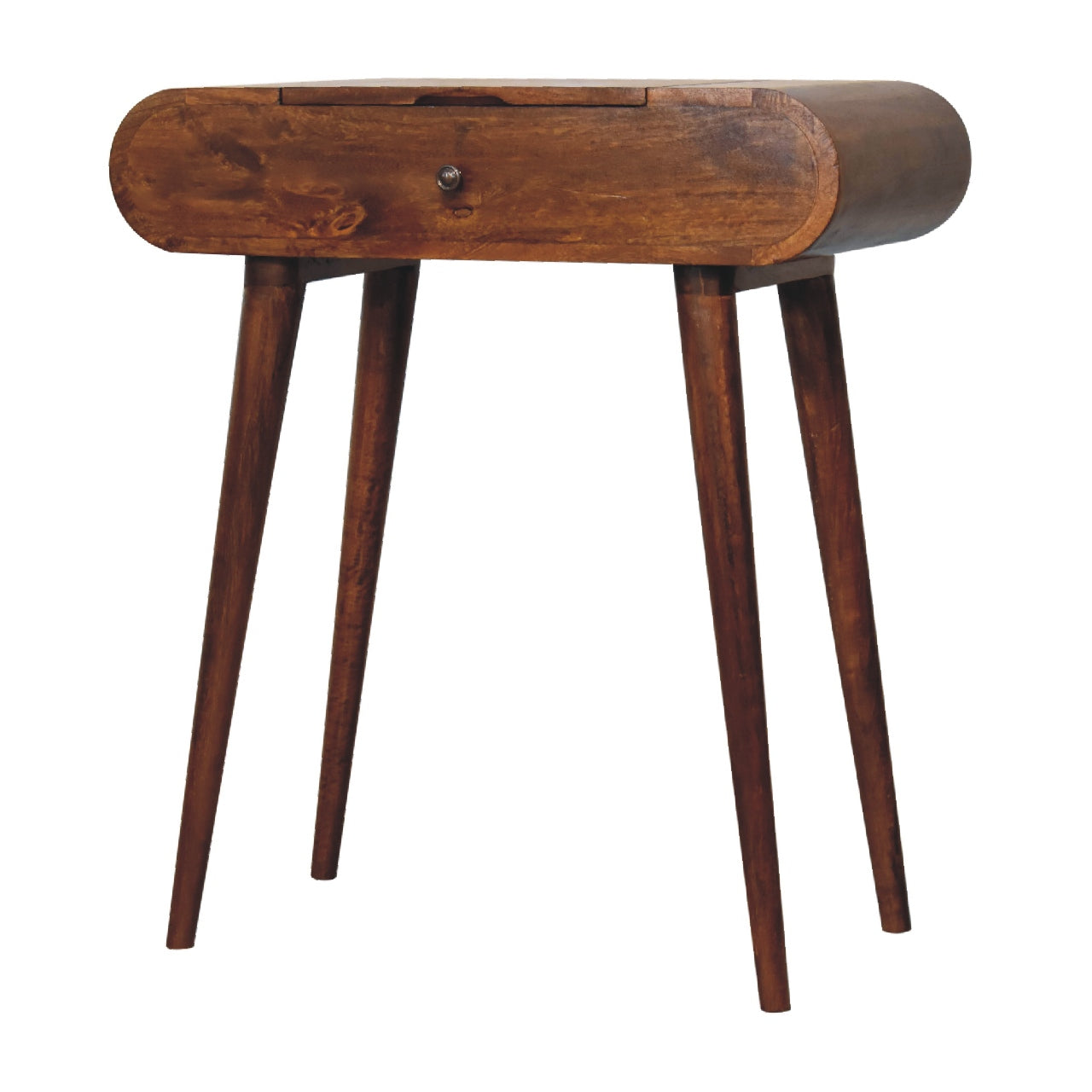 Mini Chestnut Dressing Table with Foldable Mirror - CasaFenix