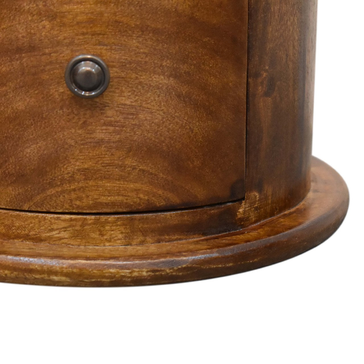Mini Chestnut Finished 2 Drawer Drum Chest SOlid Mango Wood - CasaFenix
