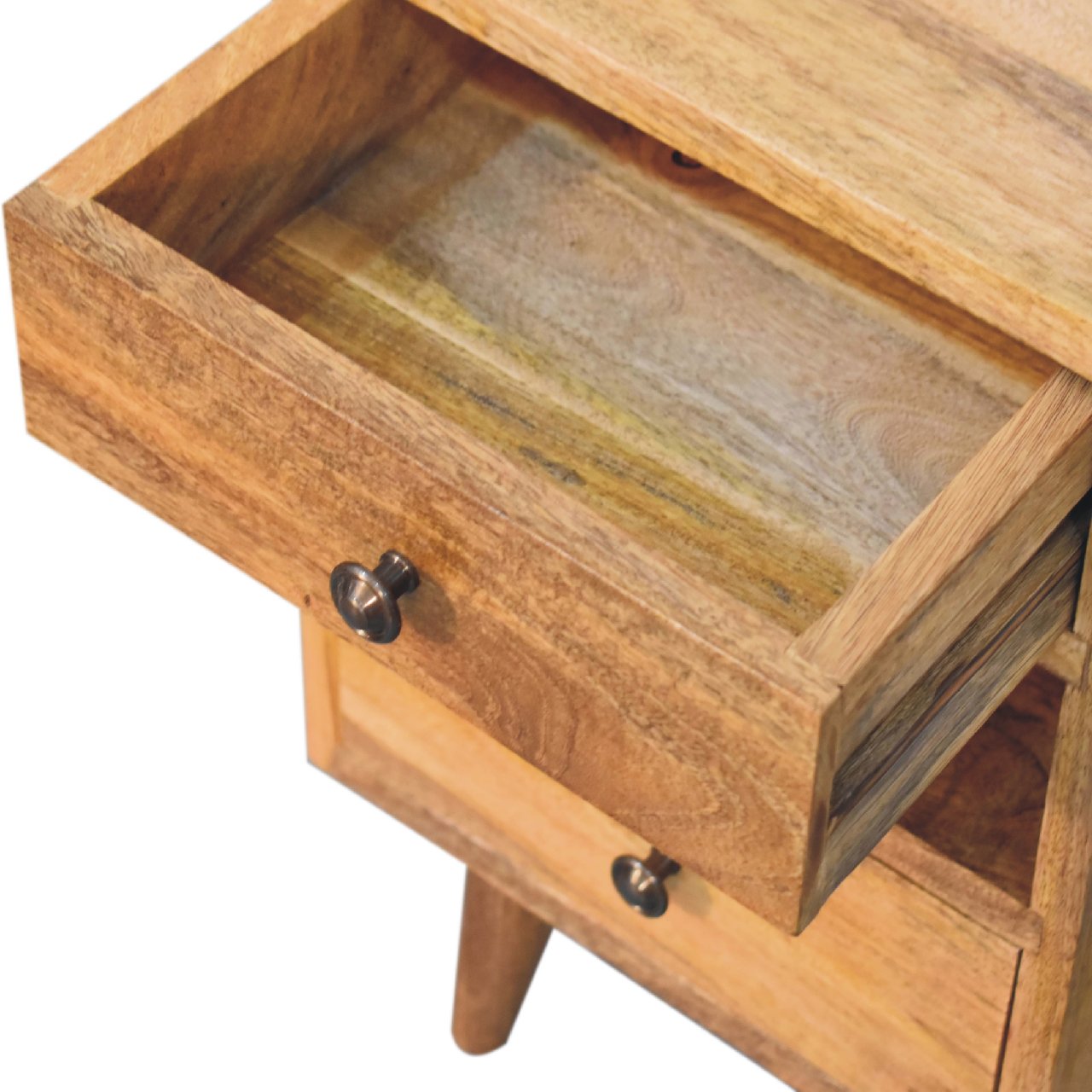 Mini Classic Multi Oak-ish 2 Drawer Bedside Table - CasaFenix
