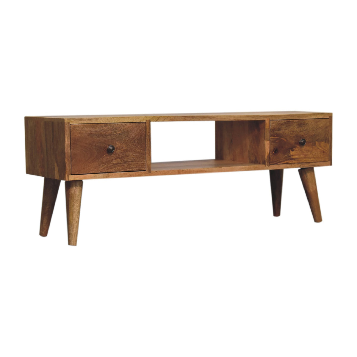 Classic Oak-ish 2 Drawer Coffee Table Solid Mango Wood - CasaFenix