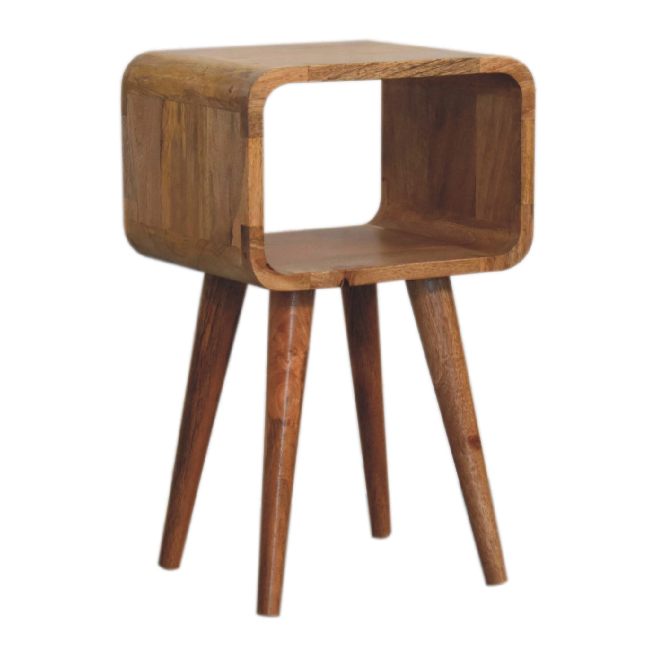 Mini Curved Open Bedside Oak-ish FInish - CasaFenix