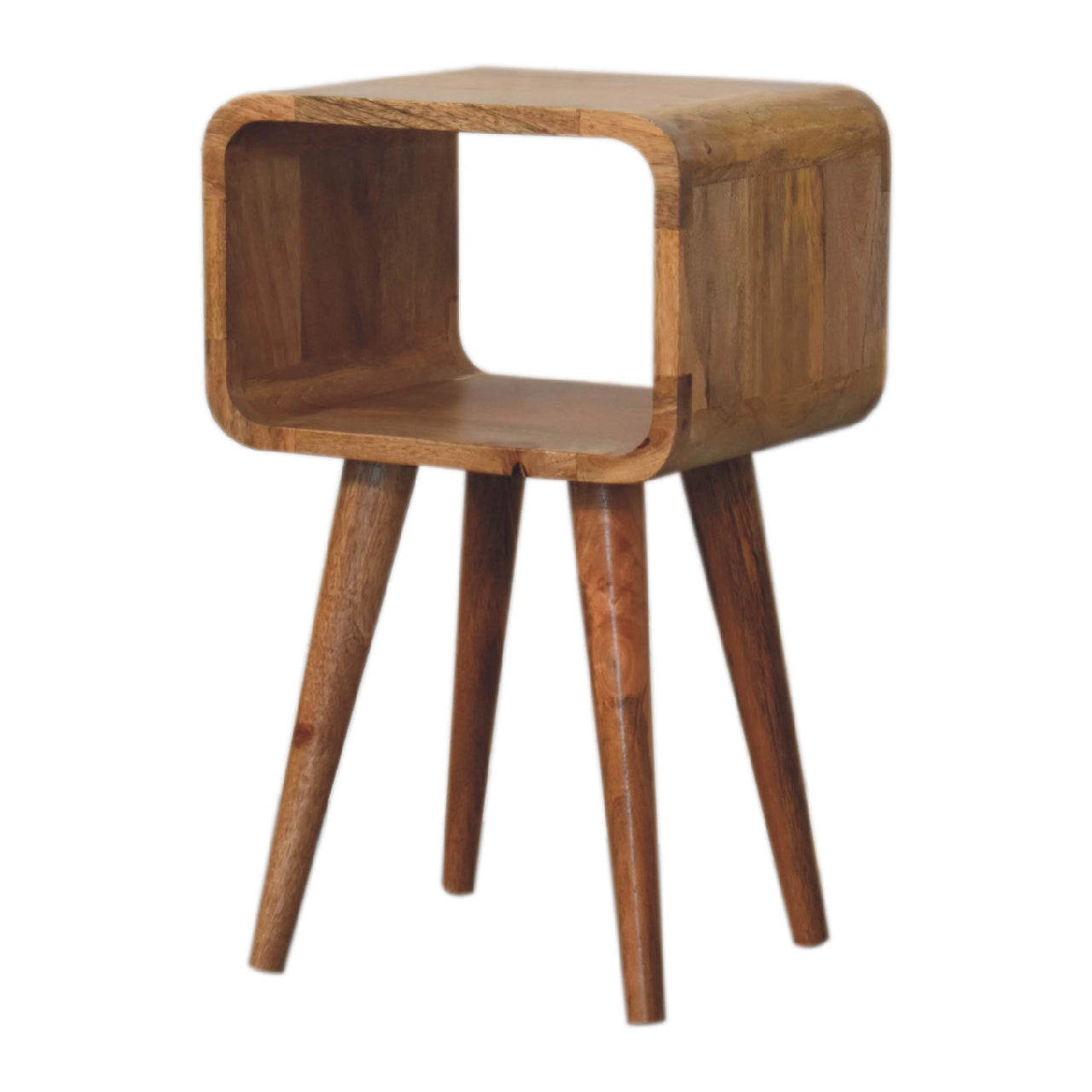 Mini Curved Open Bedside Oak-ish FInish - CasaFenix