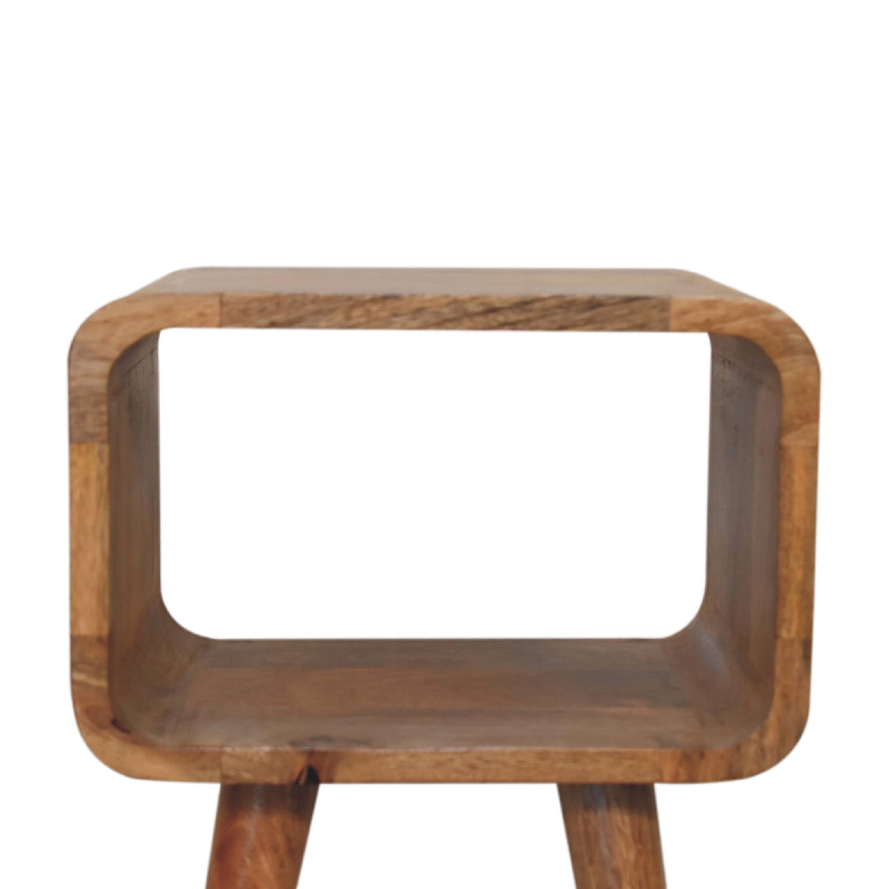 Mini Curved Open Bedside Oak-ish FInish - CasaFenix