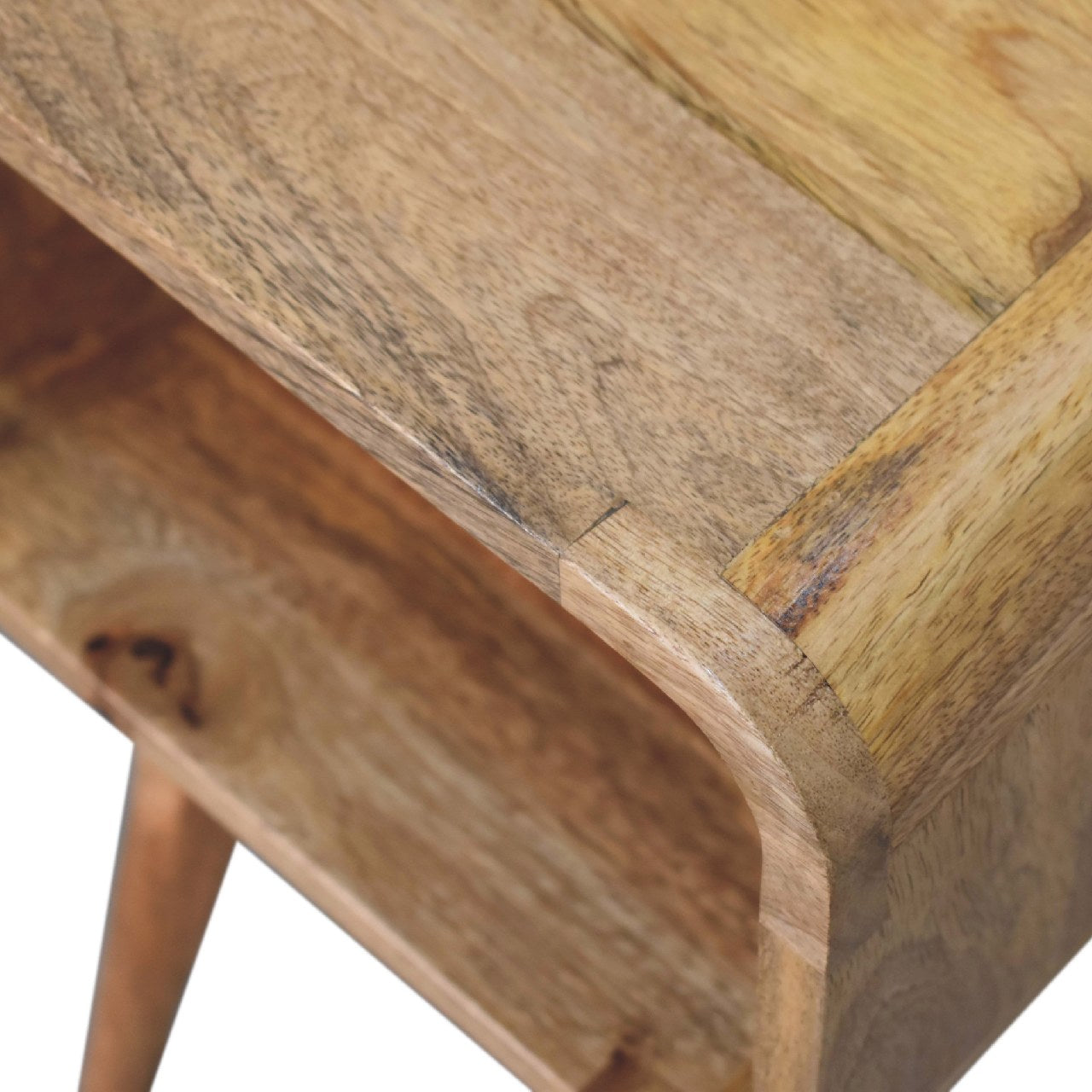 Mini Curved Open Bedside Oak-ish FInish - CasaFenix