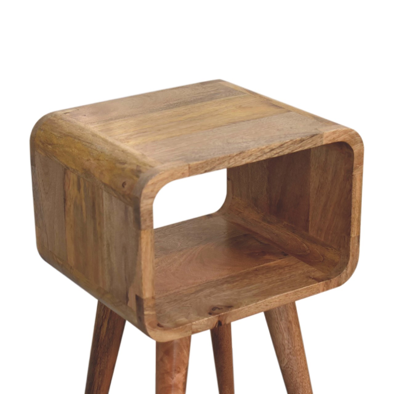 Mini Curved Open Bedside Oak-ish FInish - CasaFenix
