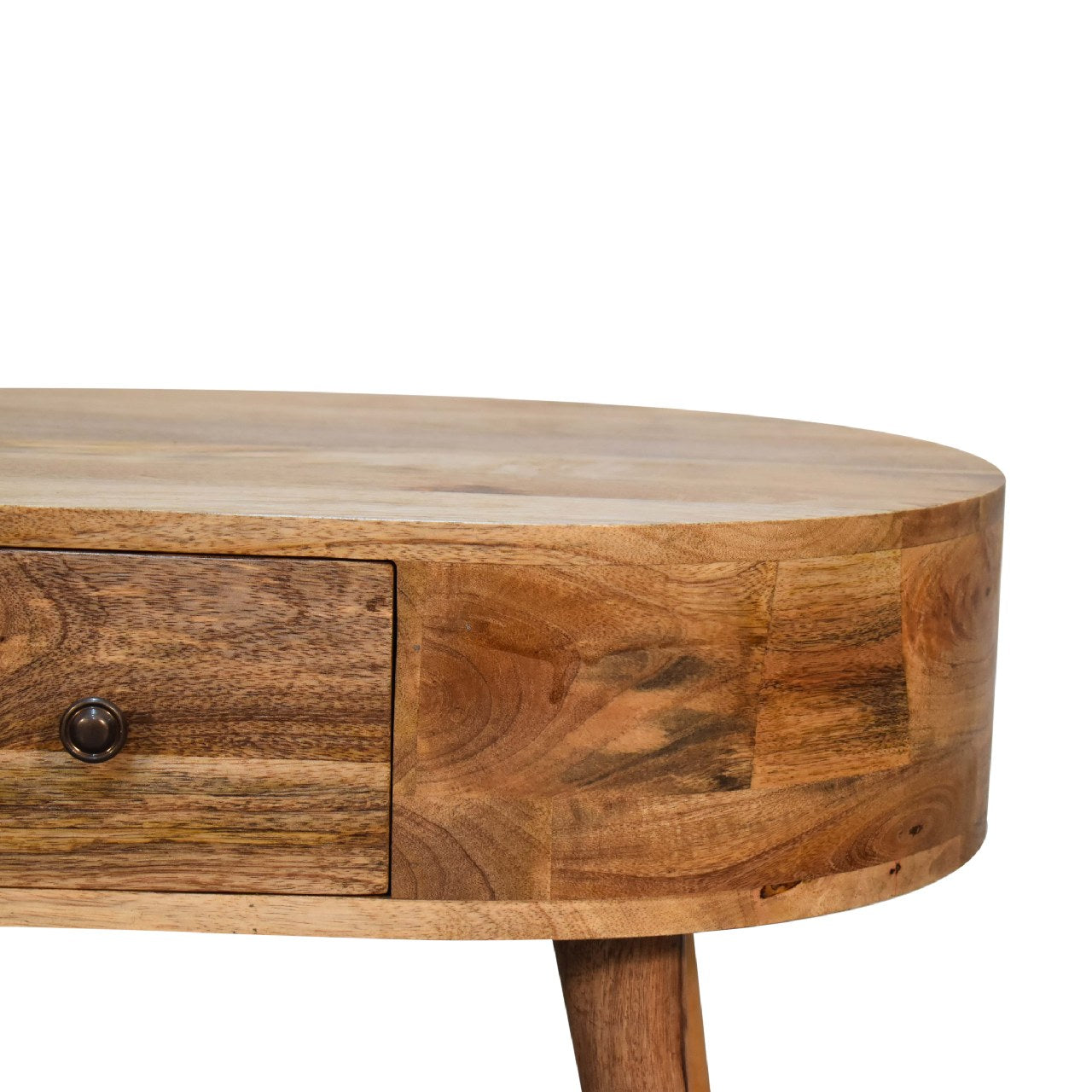 Mini Oak-ish Rounded Small Coffee Table - CasaFenix