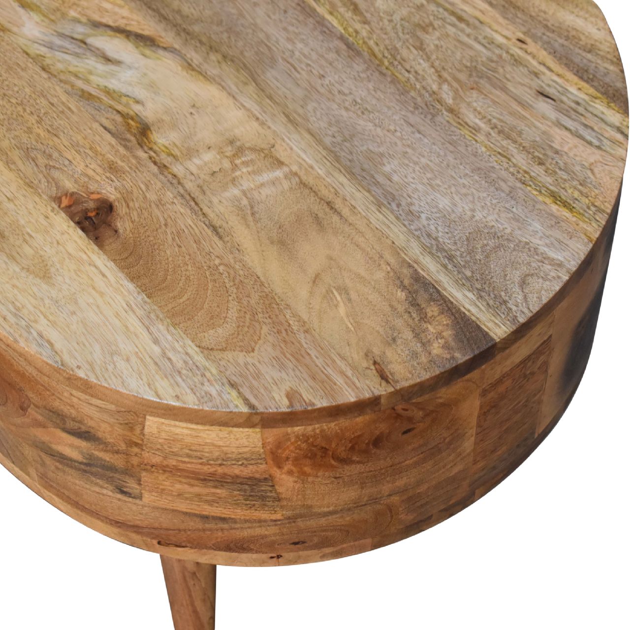 Mini Oak-ish Rounded Small Coffee Table - CasaFenix