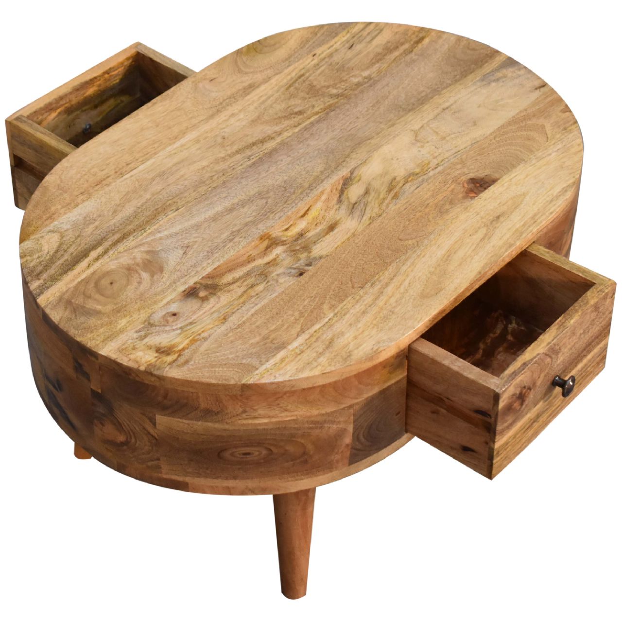 Mini Oak-ish Rounded Small Coffee Table - CasaFenix