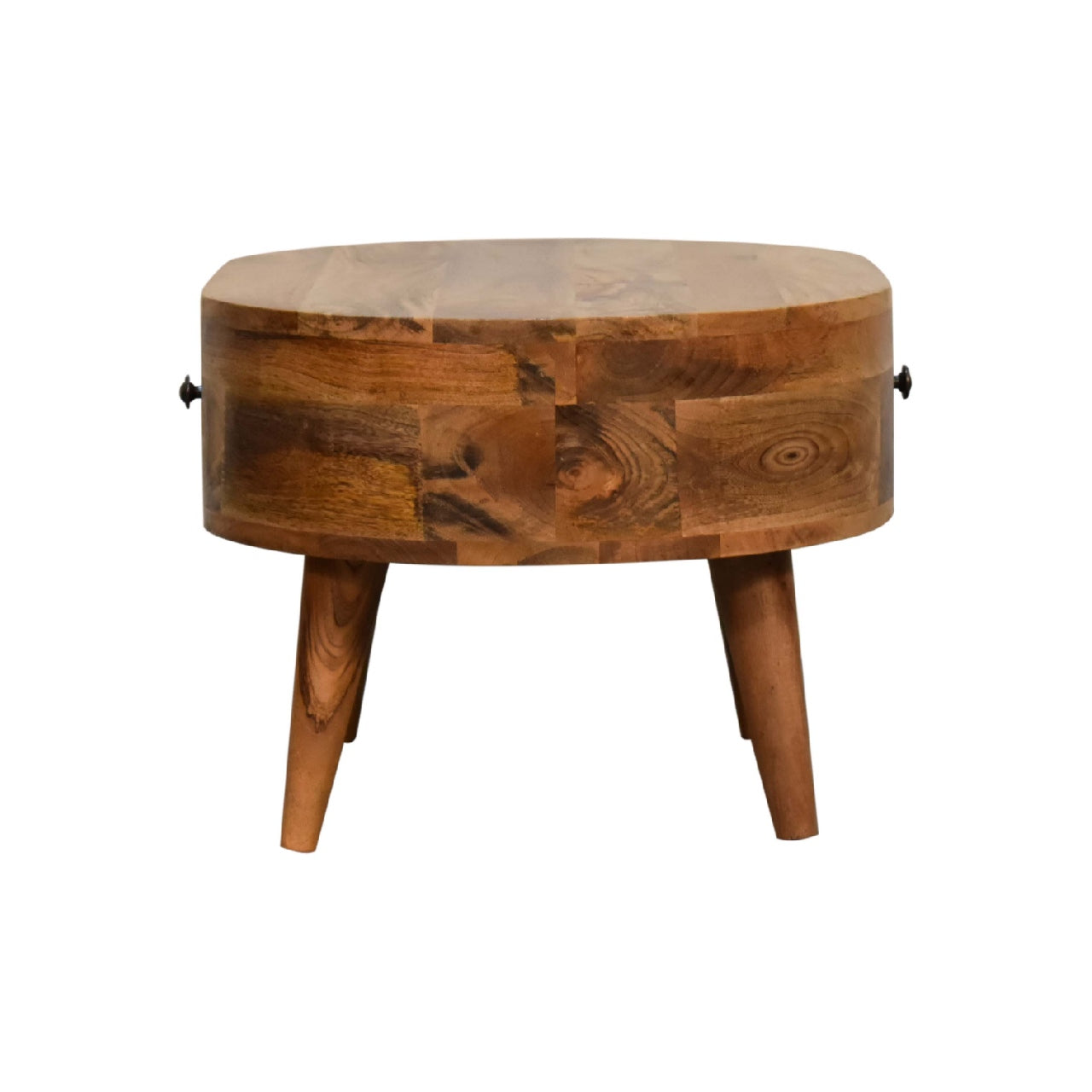 Mini Oak-ish Rounded Small Coffee Table - CasaFenix