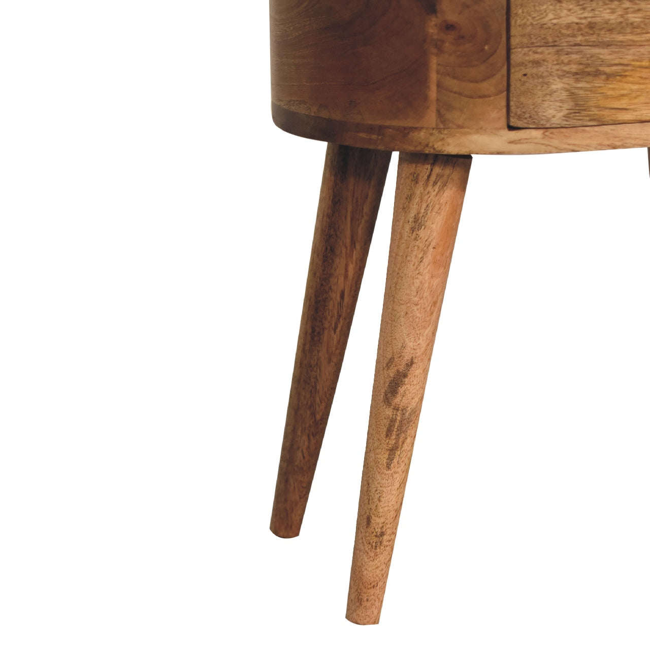 Mini Oak-ish Rounded Bedside Table 2 Drawer Chest - CasaFenix