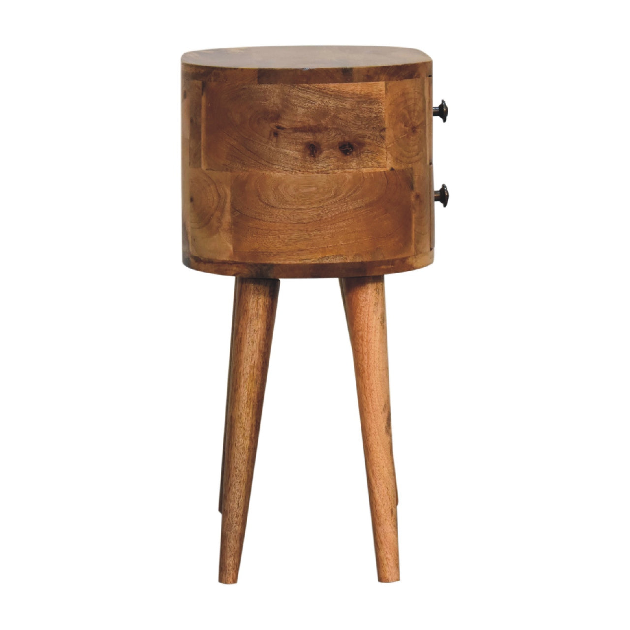 Mini Oak-ish Rounded Bedside Table 2 Drawer Chest - CasaFenix