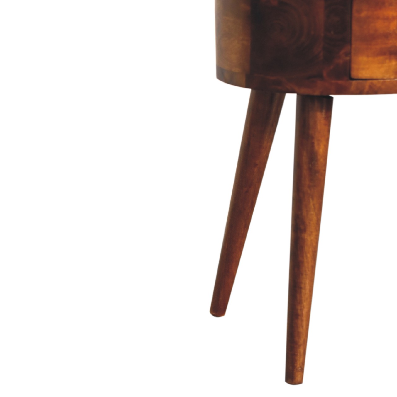 Mini Chestnut Rounded Bedside Table 2 Drawer Chest - CasaFenix