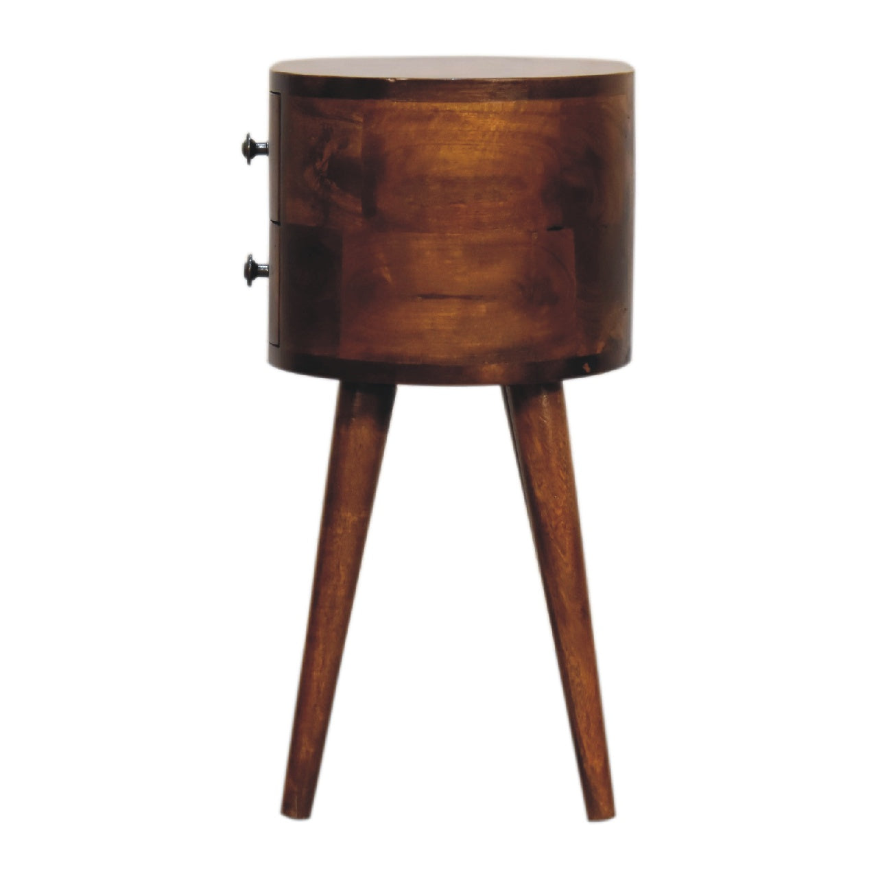Mini Chestnut Rounded Bedside Table 2 Drawer Chest - CasaFenix