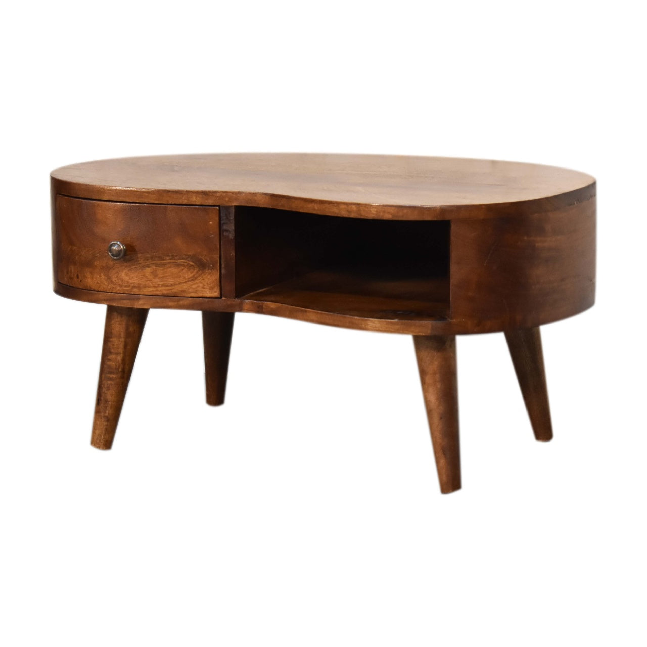 Mini Chesnut Wave 1 Drawer Coffee Table - CasaFenix