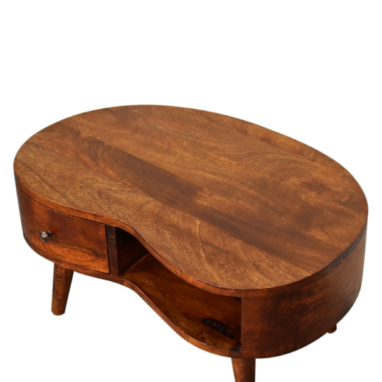 Mini Chesnut Wave 1 Drawer Coffee Table - CasaFenix