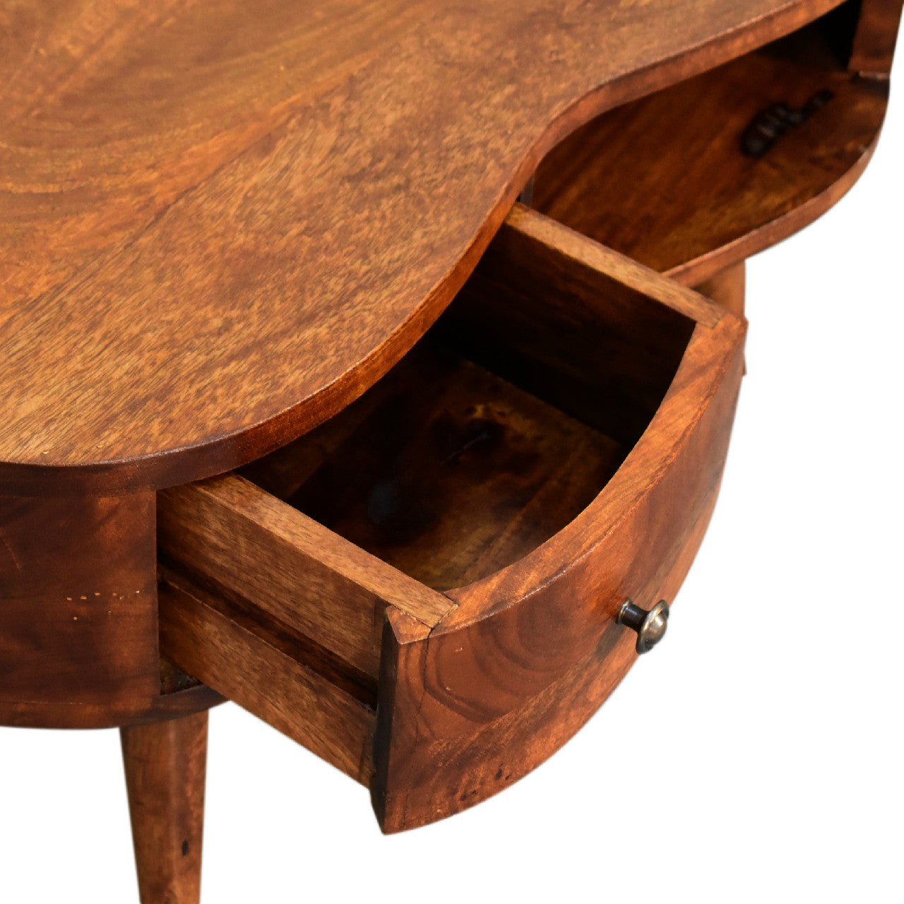 Mini Chesnut Wave 1 Drawer Coffee Table - CasaFenix