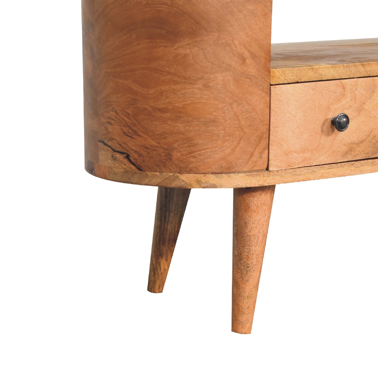 Mini Rounded Entertainment Unit TV Stand Oak-Ish Finish - CasaFenix