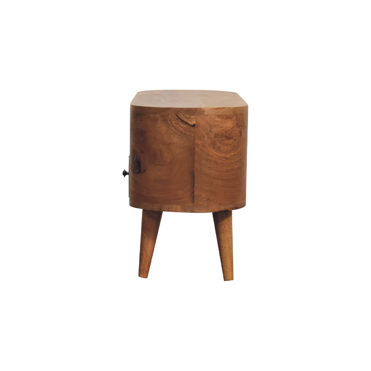 Mini Rounded Entertainment Unit TV Stand Oak-Ish Finish - CasaFenix