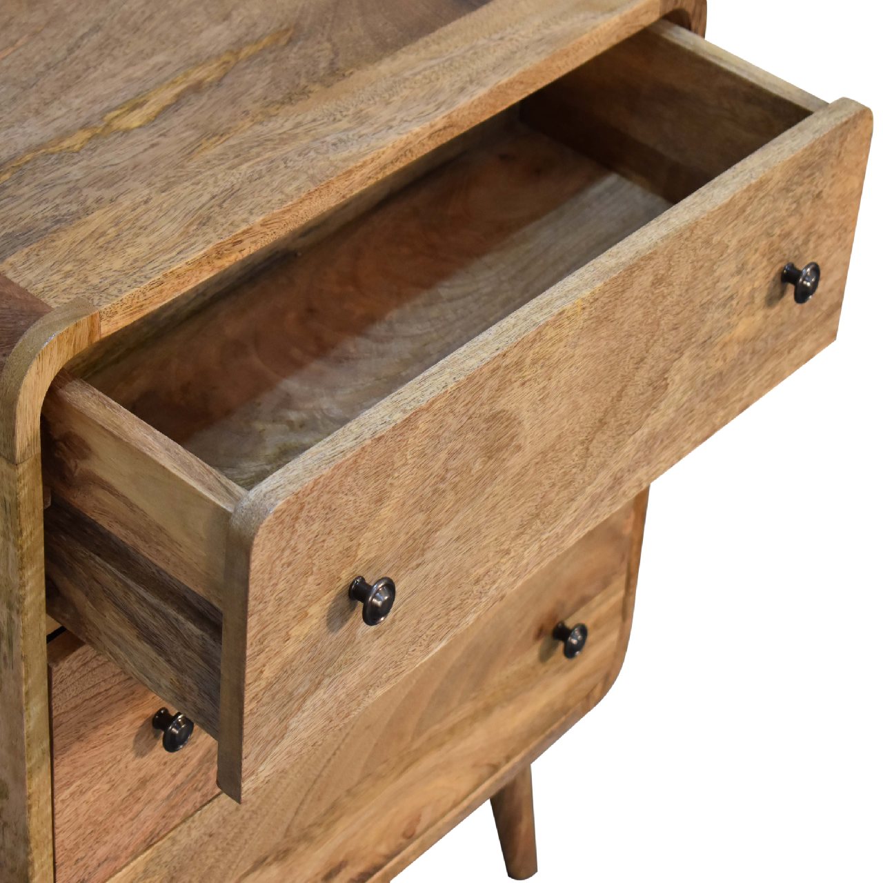 Mini Curved Oak-ish Chest of 3 Drawers Nordic Design - CasaFenix