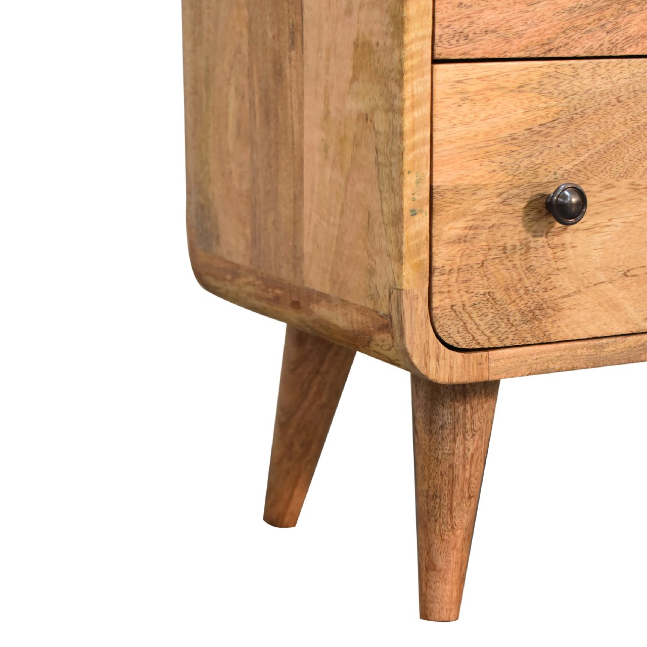 Mini Curved Oak-ish Chest of 3 Drawers Nordic Design - CasaFenix