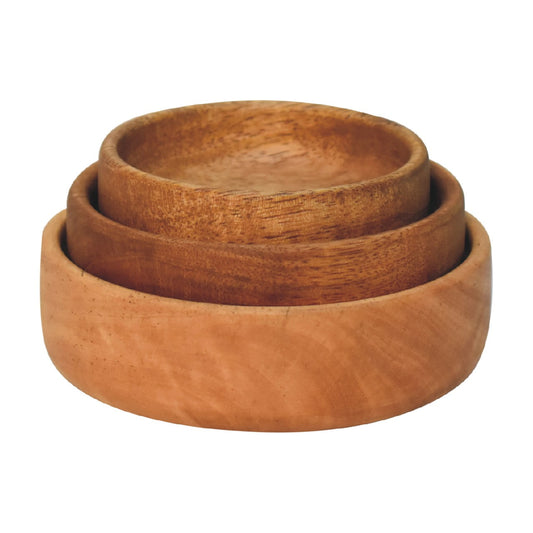 Solid Wood Fruit Bowl Set of 3 - CasaFenix