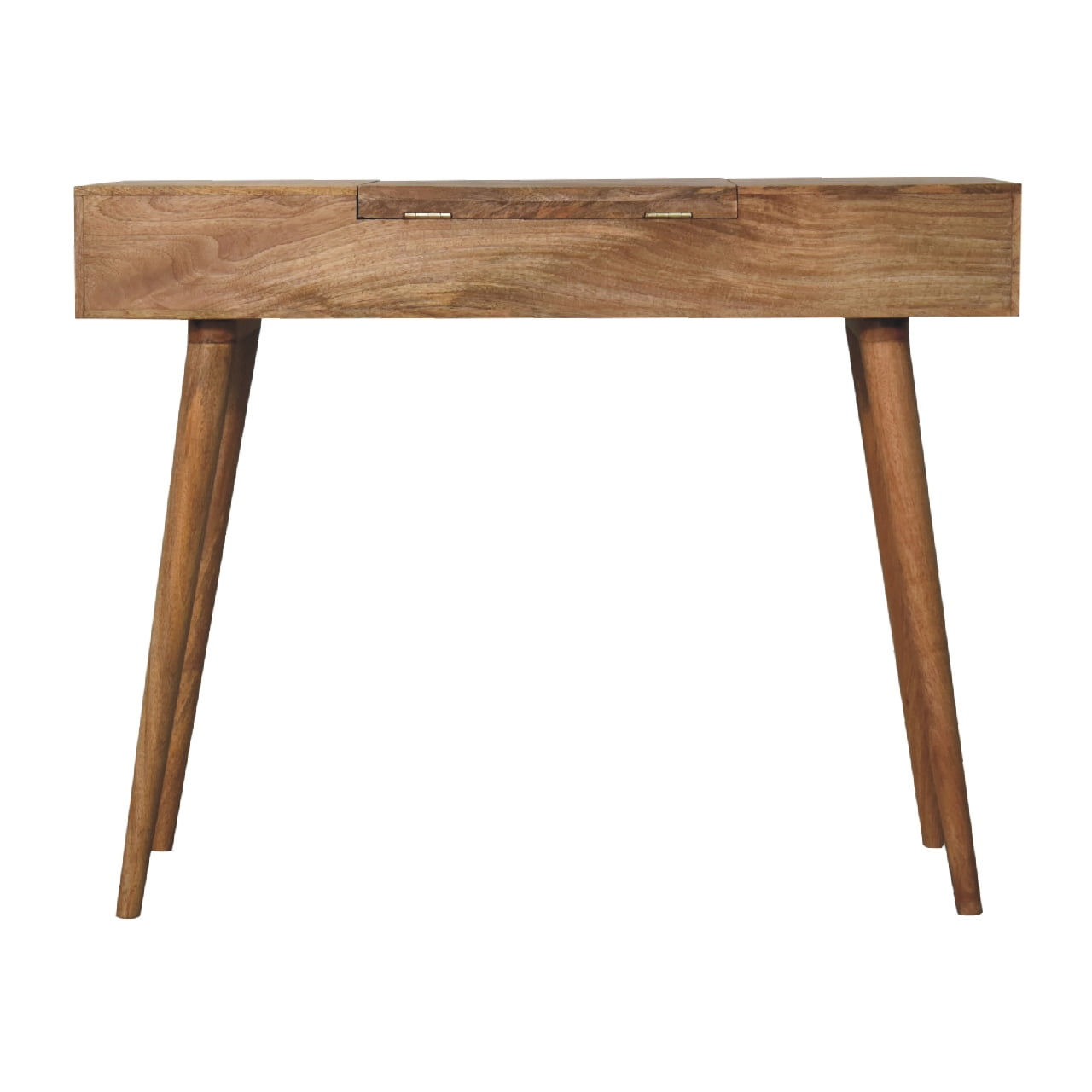 Oak-ish Dressing Table with Foldable Mirror - CasaFenix