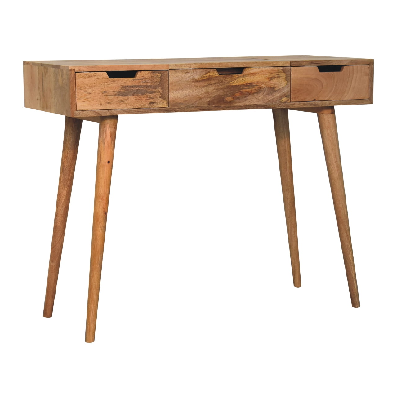 Oak-ish Dressing Table with Foldable Mirror - CasaFenix