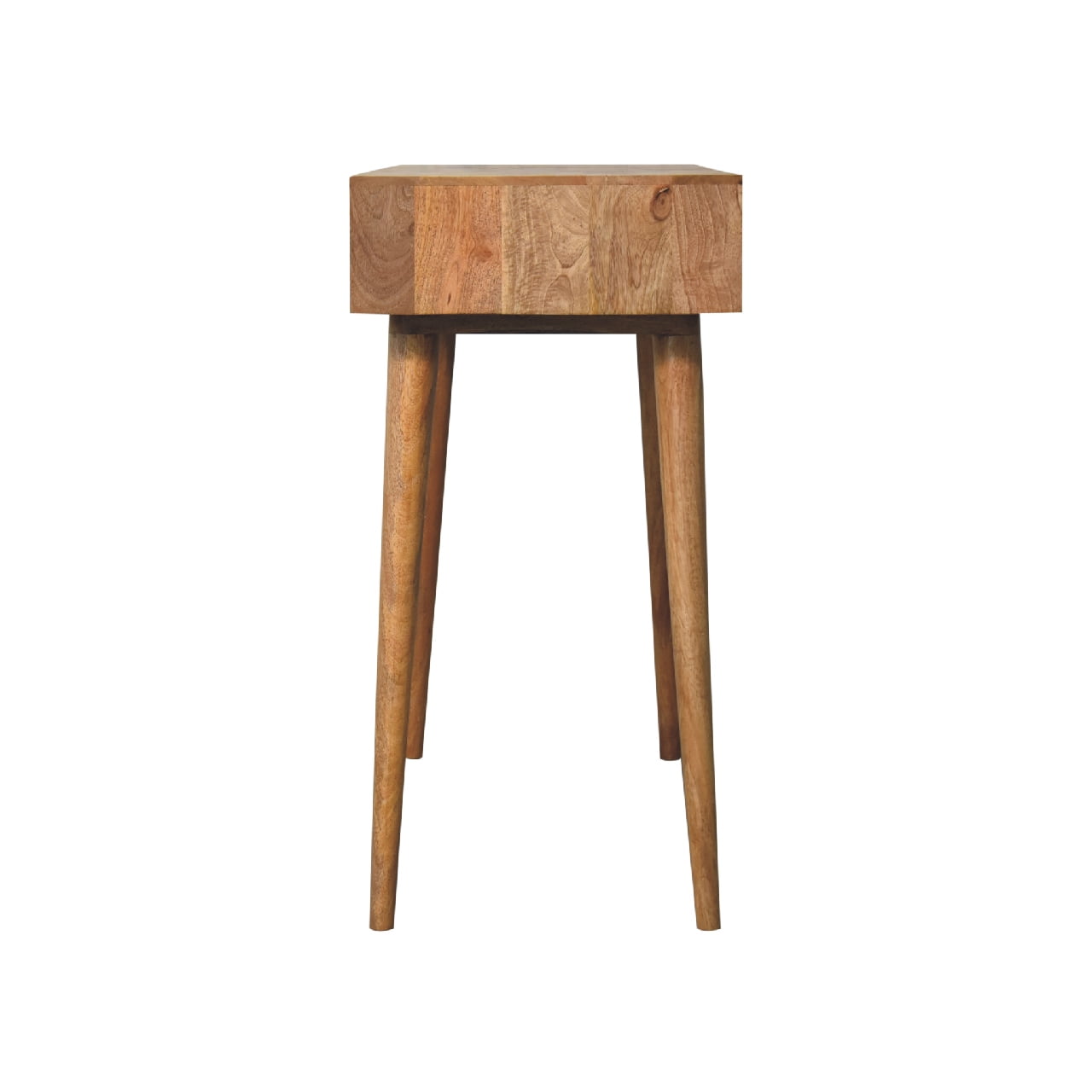 Oak-ish Dressing Table with Foldable Mirror - CasaFenix