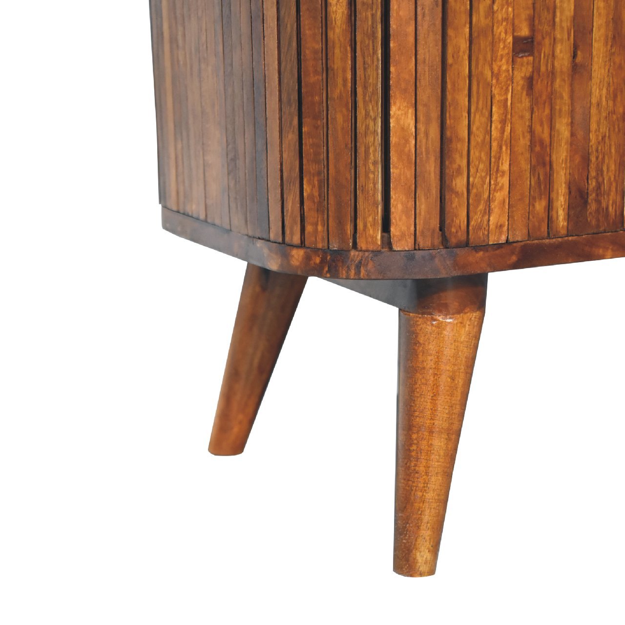 Chestnut Finish over Solid Mango Wood 2 Door Stripe Cabinet - CasaFenix