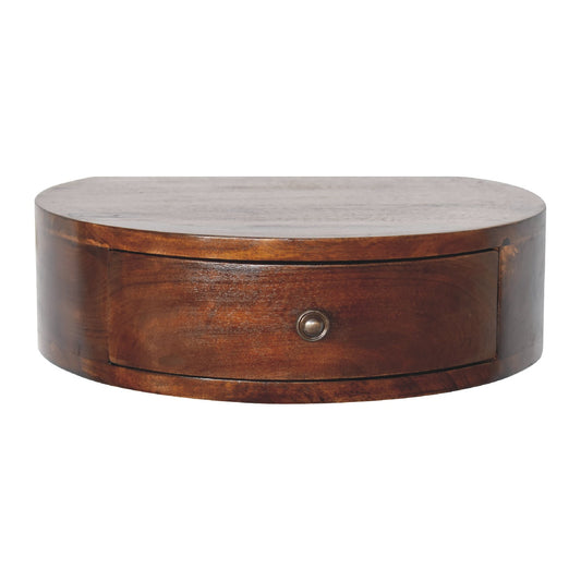 Wall Mounted Rounded Chestnut Bedside - CasaFenix