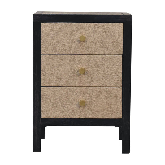 Mini Faux Leather Bedside Table 3 Drawer Chest - CasaFenix