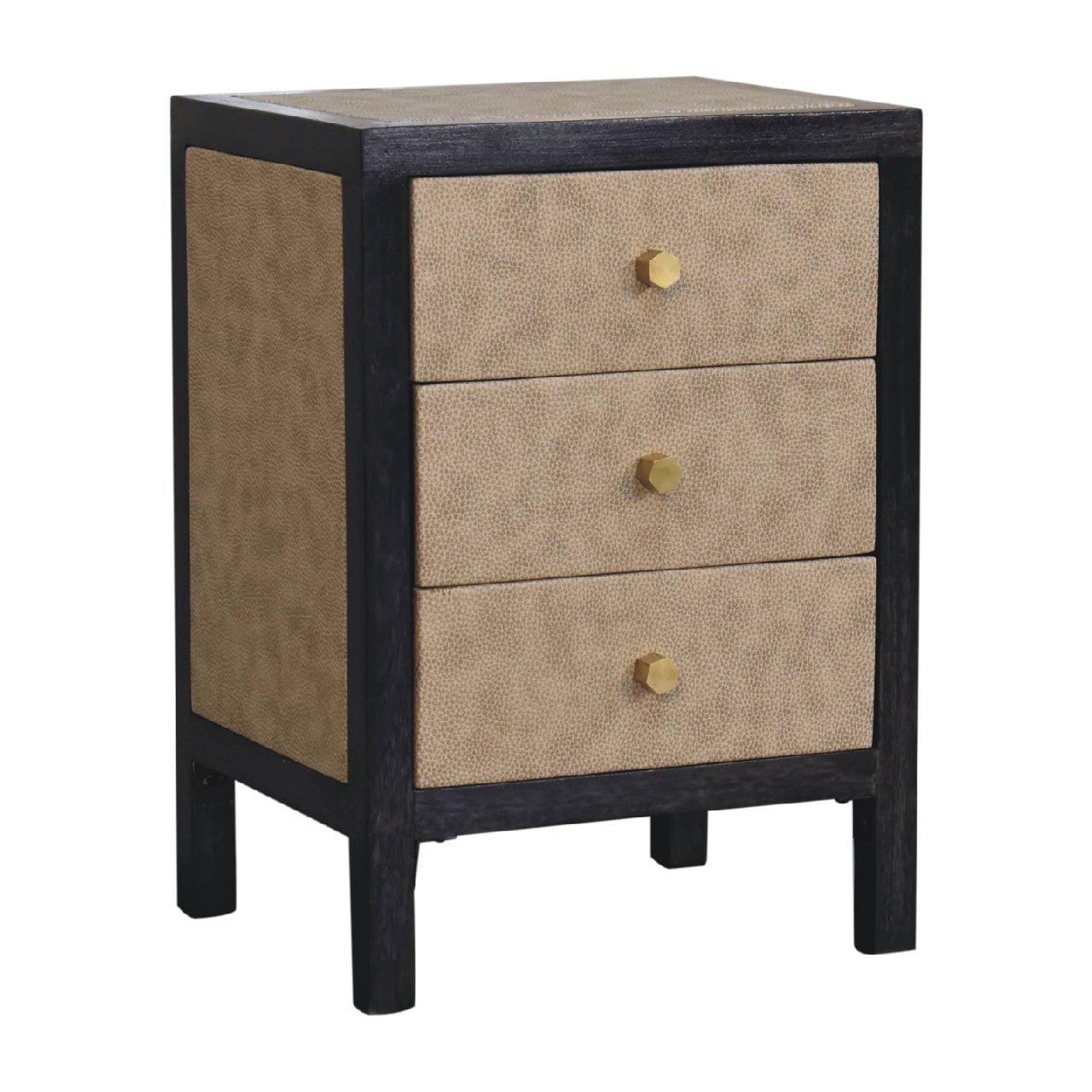Mini Faux Leather Bedside Table 3 Drawer Chest - CasaFenix