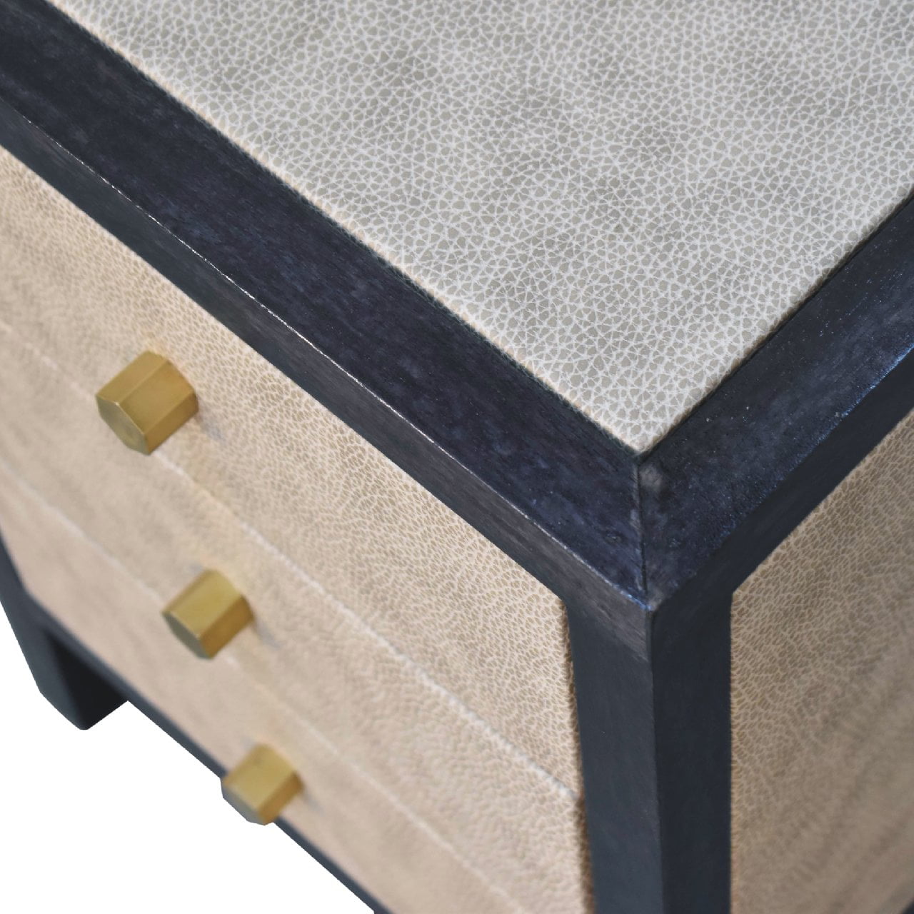 Mini Faux Leather Bedside Table 3 Drawer Chest - CasaFenix