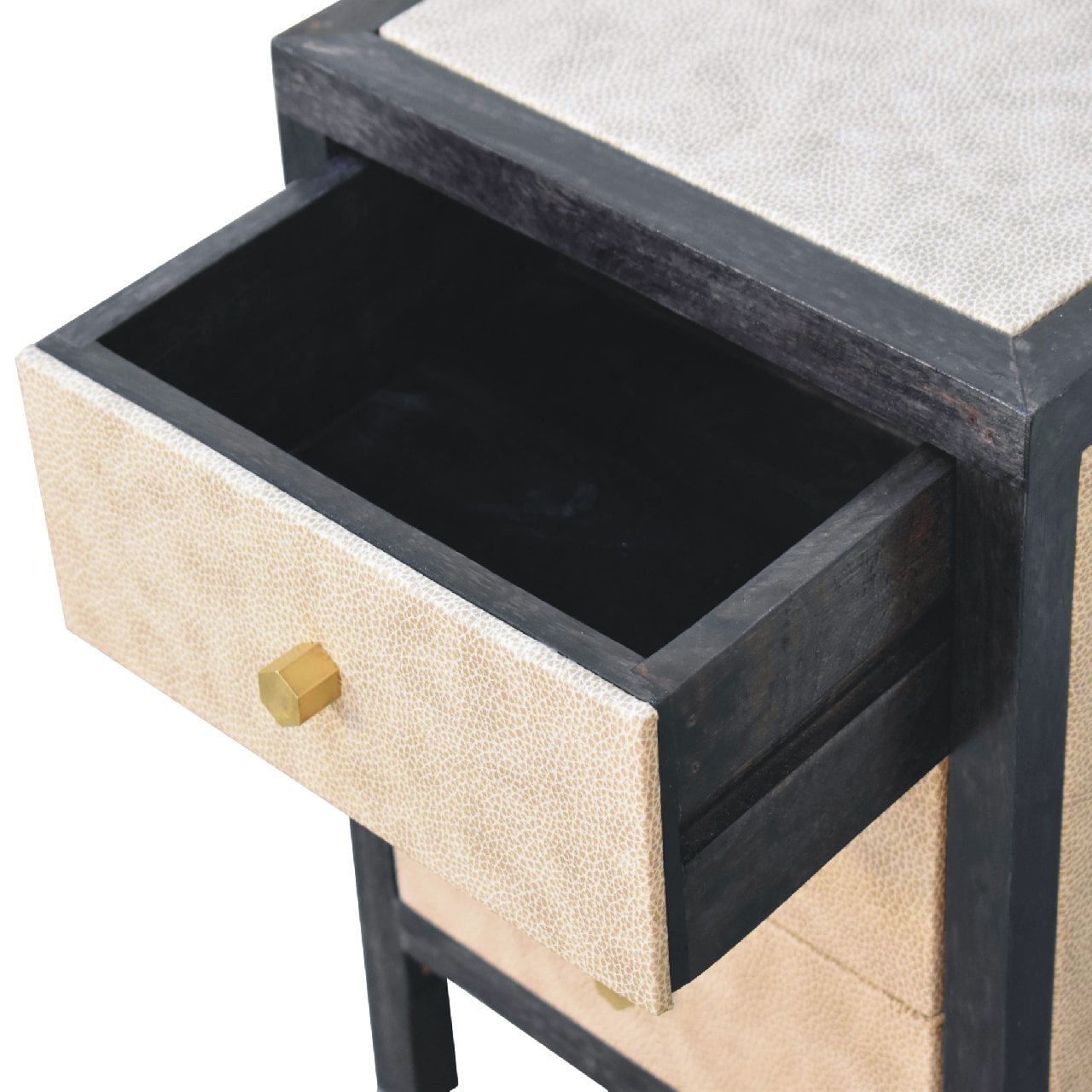 Mini Faux Leather Bedside Table 3 Drawer Chest - CasaFenix