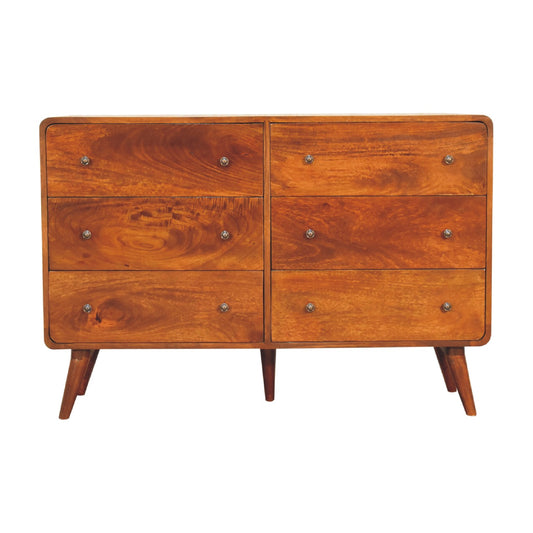 Large Curved Chestnut Chest - CasaFenix
