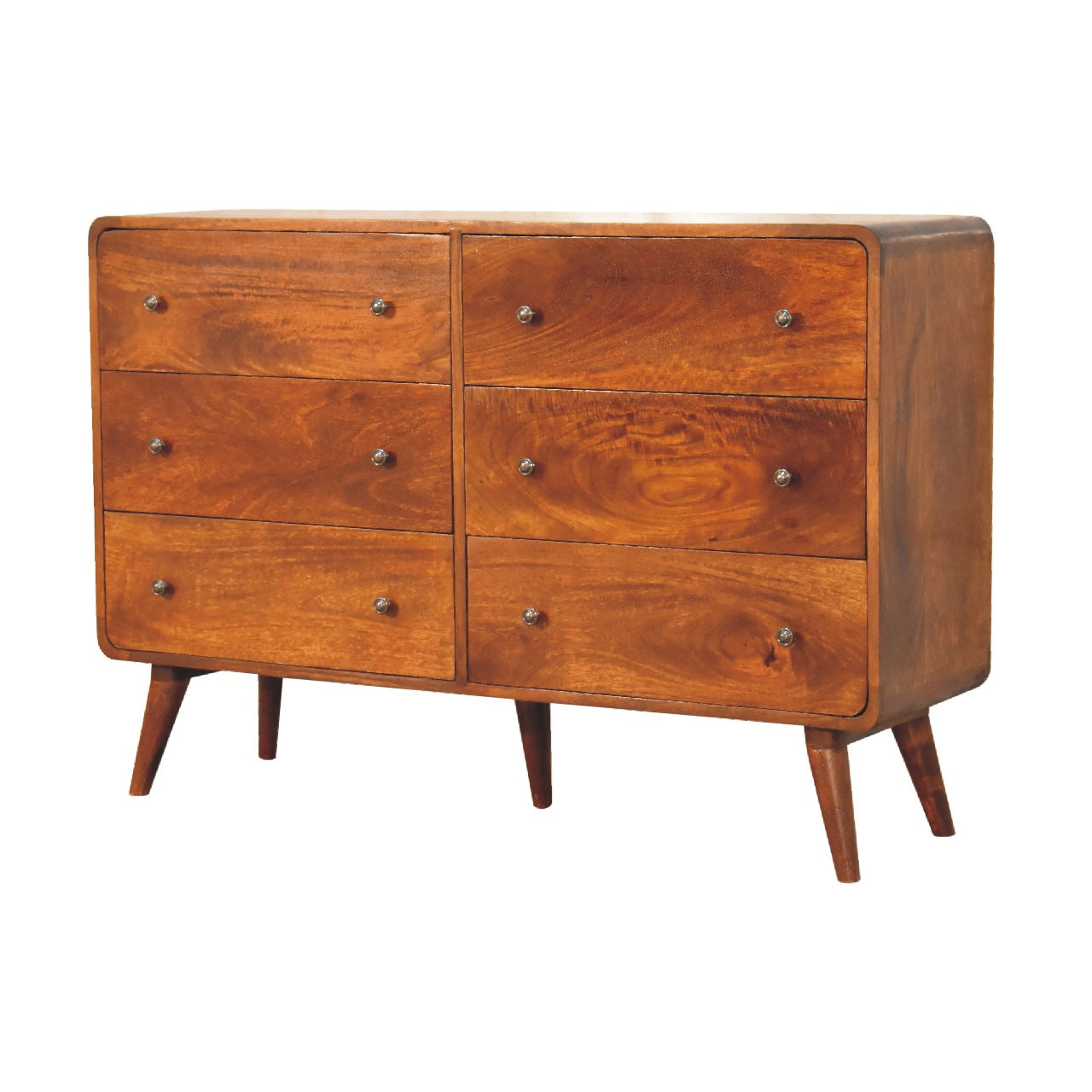 Large Curved Chestnut Chest - CasaFenix