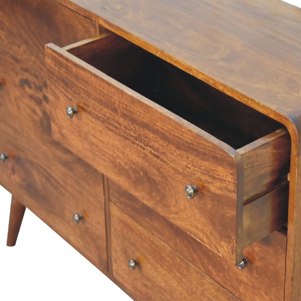 Large Curved Chestnut Chest - CasaFenix
