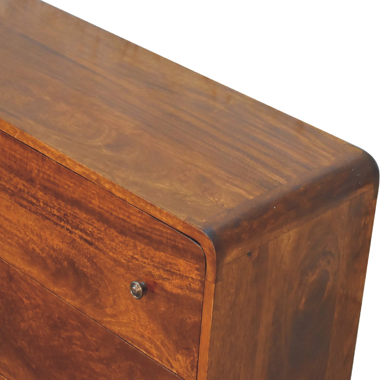 Large Curved Chestnut Chest - CasaFenix